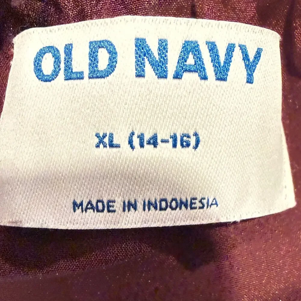 Old Navy Burgundy Long Sleeve Tiered Swing Dress Girls XL Boho Tiered Shimmer